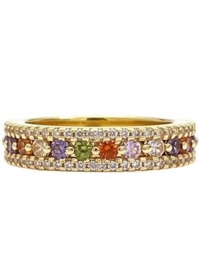 Multicolor Cubic Zirconias 18K Gold Filled Stackable Eternity Band Ring